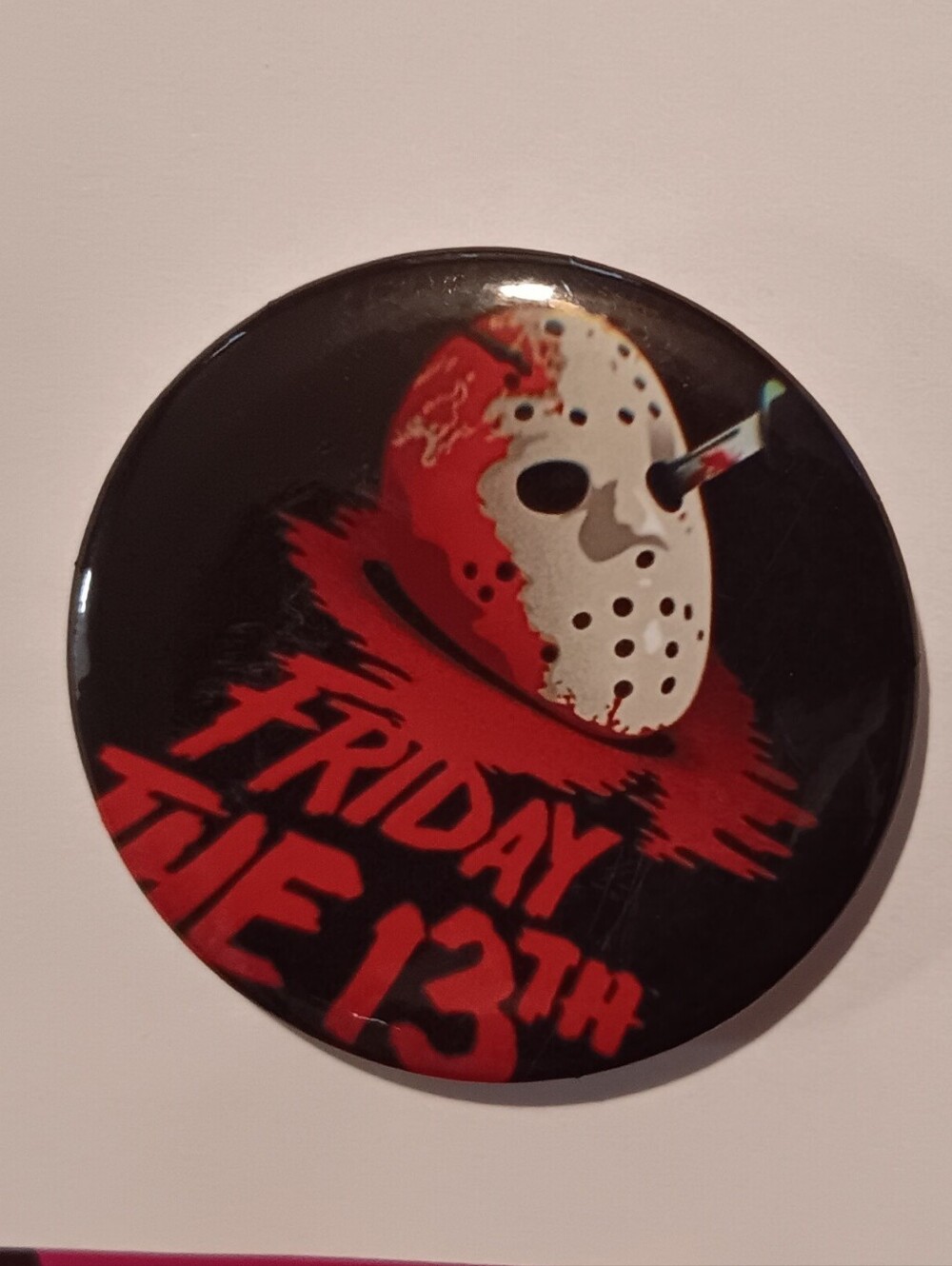Friday the 13th Hockey Mask Button Pin (New)